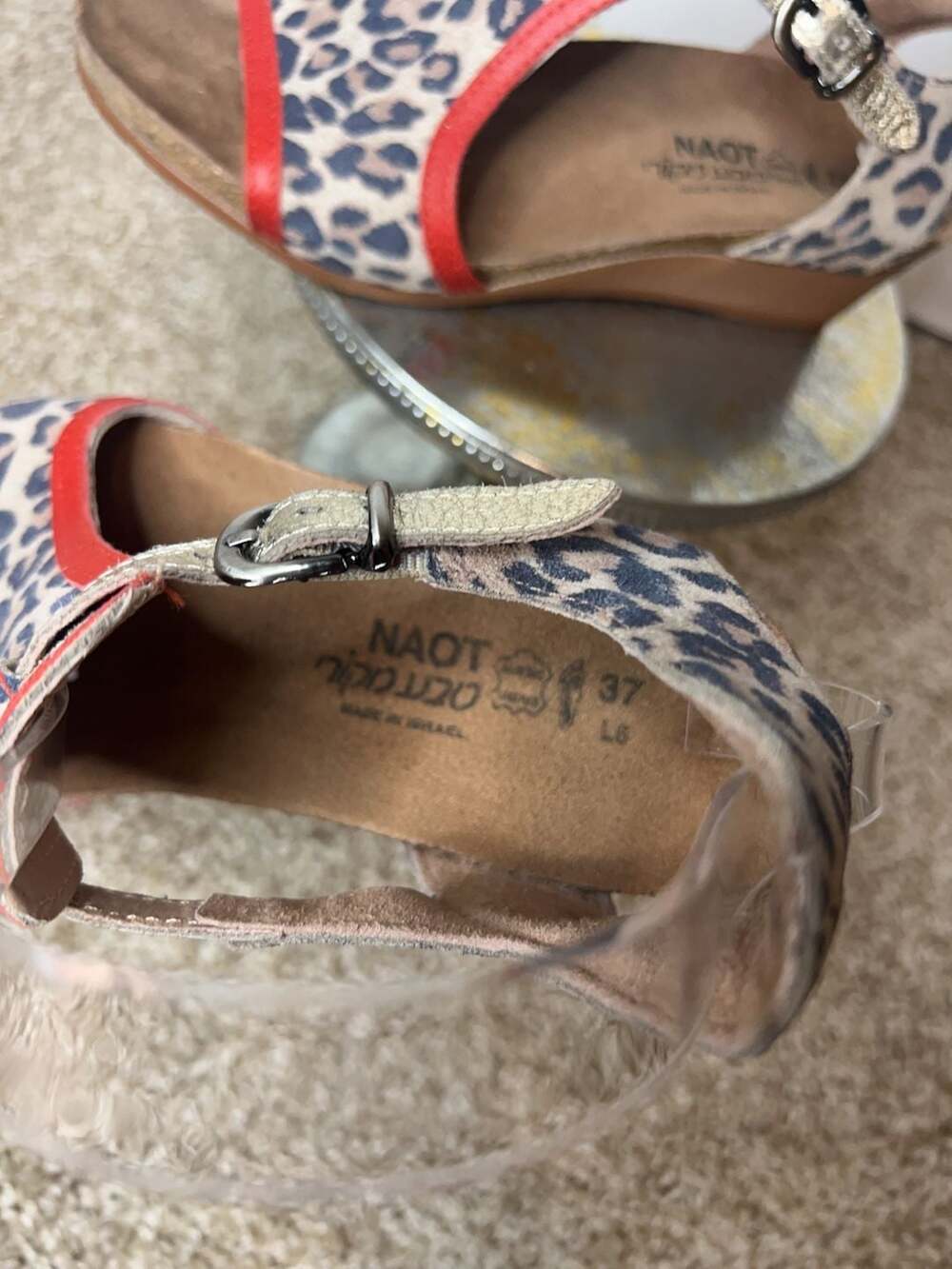 Naot Women's Leopard Print Wedge Sandals Size 37 - Picture 8 of 14